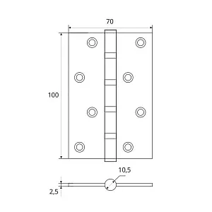 Петля врезная Vela 00006166 100*70*2.5 мм 4BB-SN матовый никель