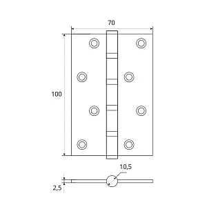 Петля врезная Vela 100*70*2.5 мм 4BB-CR хром