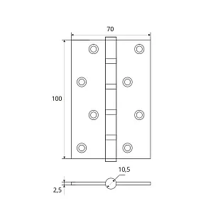 Петля врезная Vela 100*70*2.5 мм 4BB-AB бронза 2 шт