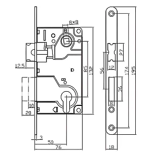 Замок врезной Vela 285-AB бронза