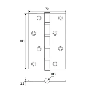 Петля врезная Vela 00017315 100*70*2.5 мм 4BB-Zinc цинк