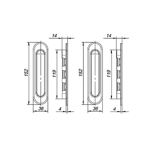 Ручки-купе Vela Kupe-Round M-1036 Black черный