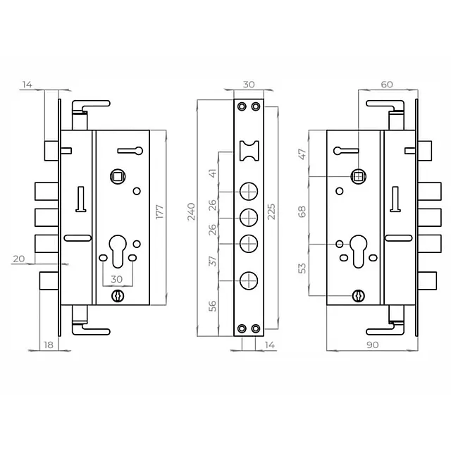 Замок врезной Vela ZV-08-CR