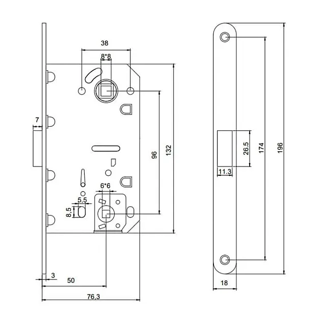 Защелка врезная Vela V1895-MSG магнитная матовое золото