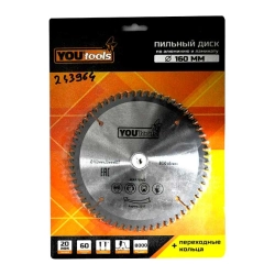 Диск пильный Yourtools Z60 по алюминию и ламинату 160/20 мм