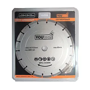 Круг алмазный отрезной Yourtools сегментный 230*22 мм