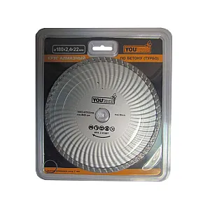 Круг алмазный отрезной Yourtools турбо бетон 180*22 мм