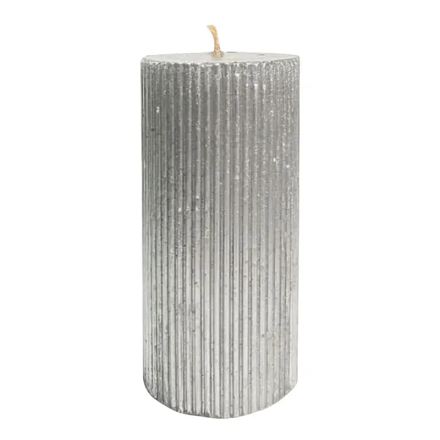 Свеча Art&Home Ribbed MUCJ715-Y столбик серебро 15*7 см
