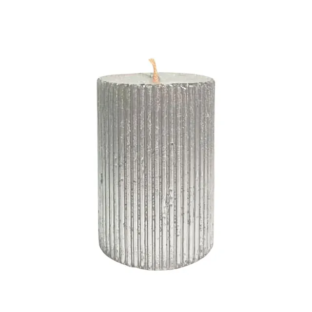 Свеча Art&Home Ribbed MUCJ710-Y столбик серебро 10*7 см