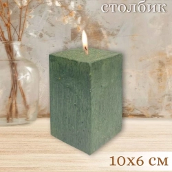 Свеча Art&Home Kub MUSJ6610-L столбик зеленый 10*6 см
