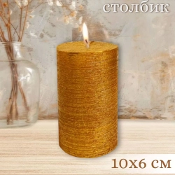 Свеча Art&Home MUSJ610-J столбик золото 10*6 см