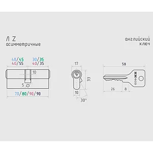 Цилиндровый механизм Нора-М Eco Z Л-90 55/35 латунь