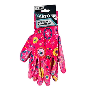 Перчатки садовые Sato Garden с прозрачным нитриловым покрытием размер M