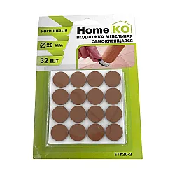 Подложка мебельная HomeKo E1Y20-2 самоклеящаяся 20 мм коричневый 32 шт Подложка мебельная HomeKo E1Y20-2 самоклеящаяся 20 мм коричневый 32 шт