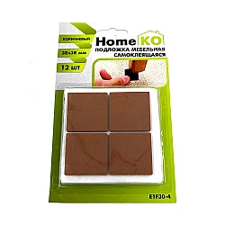 Подложка мебельная HomeKo E1F30-4 самоклеящаяся 38*38 мм коричневый 12 шт Подложка мебельная HomeKo E1F30-4 самоклеящаяся 38*38 мм коричневый 12 шт
