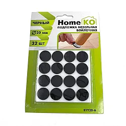 Подложка мебельная HomeKo E1Y20-6 войлочная 20 мм черный 32 шт Подложка мебельная HomeKo E1Y20-6 войлочная 20 мм черный 32 шт