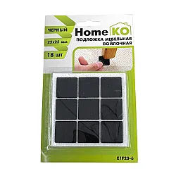 Подложка мебельная HomeKo E1F20-6 войлочная 25*25 мм черный 18 шт Подложка мебельная HomeKo E1F20-6 войлочная 25*25 мм черный 18 шт