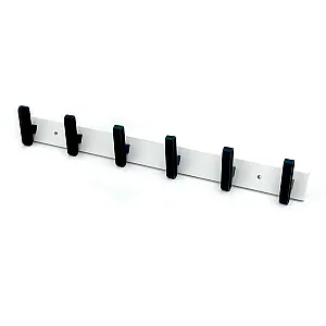 Вешалка HomeKo HR110 настенная 66*27.5*9 см 6 черных крючков черно-белая