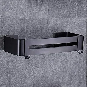 Полка для ванной Illu Y244108 с полотенцедержателем металл чёрная