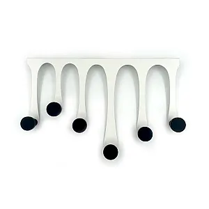 Вешалка HomeKo ATS-044 настенная 37*23*7 см 6 черных крючков черно-белая