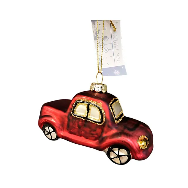 Игрушка елочная Калядны час Red Car YC412101 стекло 10*5.2 см