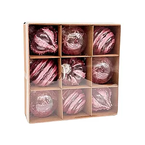 Набор шаров Калядны час Pink Bling O5224-26 8 см 9 шт