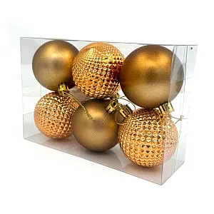 Набор шаров Калядны час Shimmer Gold O5318-658 6 см 6 шт