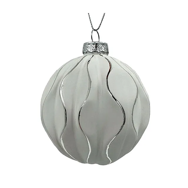 Шар Калядны час Veil White MX098 8 см