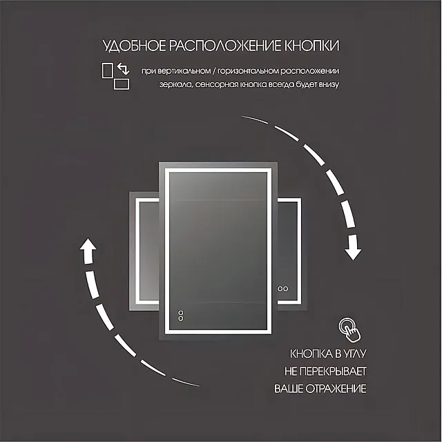 Зеркало Алмаз-Люкс Travel Delhi 7050sh-6 с фоновой подсветкой сенсорной кнопкой и подогревом 50*70 см