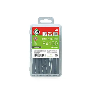 Дюбель быстрого монтажа ЕКТ B009144 8*100 мм с гвоздевым шурупом потай 8 шт