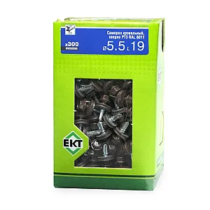 Саморез кровельный 5.5*19 мм ЕКТ BW000086 с резиновой прокладкой РТЗ RAL 8017 сверло 300 шт