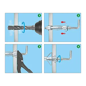 Дюбель металлический ЕКТ B009451 4*32 мм г-образный для пустотелых конструкций 8 шт