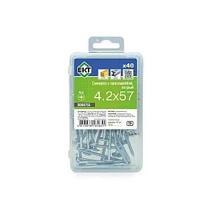 Саморез с прессшайбой 4.2*57 мм ЕКТ B009755 острый цинк 40 шт