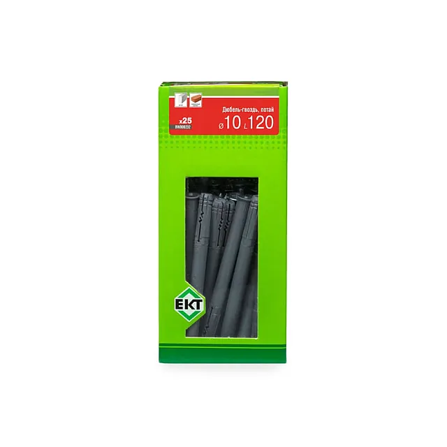 Дюбель быстрого монтажа ЕКТ BW000232 10*120 мм с гвоздевым шурупом потай полипропилен 25 шт