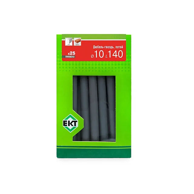 Дюбель быстрого монтажа ЕКТ BW000243 10*140 мм с гвоздевым шурупом потай полипропилен 25 шт