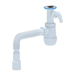 Сифон АНИ пласт А2015 для мойки бутылочный 1 1/2*40 с гофрой 40*40/50 мм с отводом для стиральной машины литой выпуск d70