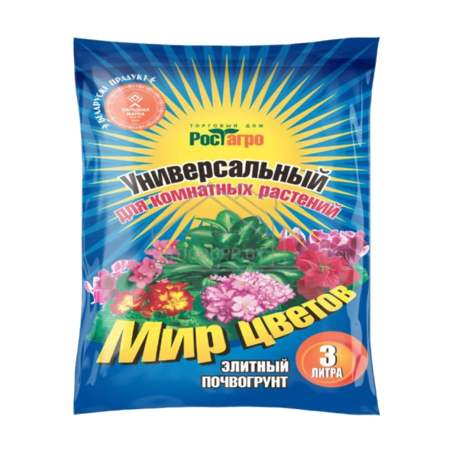 Почвогрунт Рост Агро Мир цветов Универсальный для комнатных растений 3 л Почвогрунт Рост Агро Мир цветов Универсальный для комнатных растений 3 л