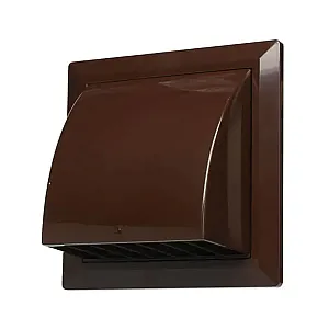 Вентрешетка Storm KF-1717-F100BR фасадная 170*170 мм с обратным клапаном и фланцем 100 мм коричневая