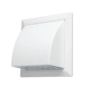 Вентрешетка Storm KF-1717-F125W фасадная 170*170 мм с обратным клапаном и фланцем 125 мм