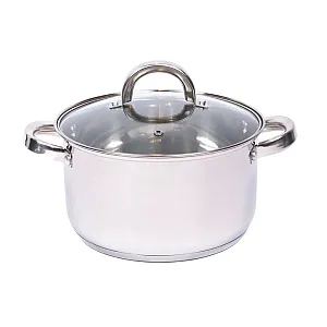 Кастрюля Fresca Greta GS-01211-16CA из нержавеющей стали со стеклянной крышкой 16 см 1.7 л