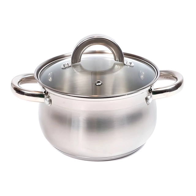 Кастрюля Fresca GS-01090-20CA код 212309 из нержавеющей стали со стеклянной крышкой 3.9 л Кастрюля Fresca GS-01090-20CA код 212309 из нержавеющей стали со стеклянной крышкой 3.9 л