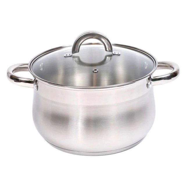 Кастрюля Fresca GS-01090-22CA код 212316 из нержавеющей стали со стеклянной крышкой 5.1 л Кастрюля Fresca GS-01090-22CA код 212316 из нержавеющей стали со стеклянной крышкой 5.1 л