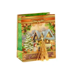 Пакет для подарков Новогодний PK22012 бумажный 14*15*6 см
