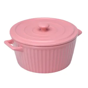Форма для выпекания Z11137-M.Pink керамическая с крышкой и ручками 22 см