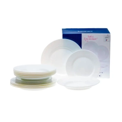 Набор тарелок Luminarc Plumi White V5586 код 286409 стеклокерамических 18 шт