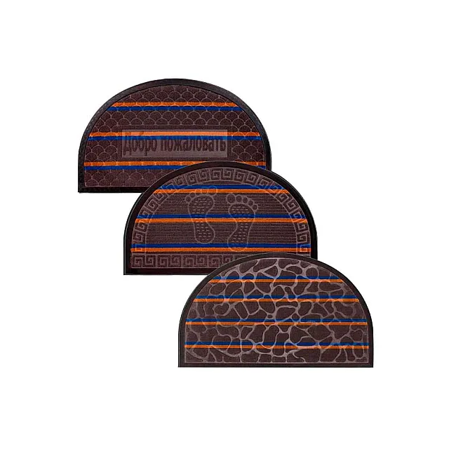 Коврик придверный ComeForte уют мультиколор полукруглый 60*90 см серый