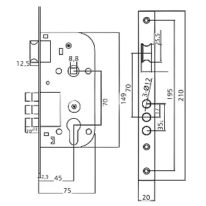 Замок врезной Arni М1523 АВ