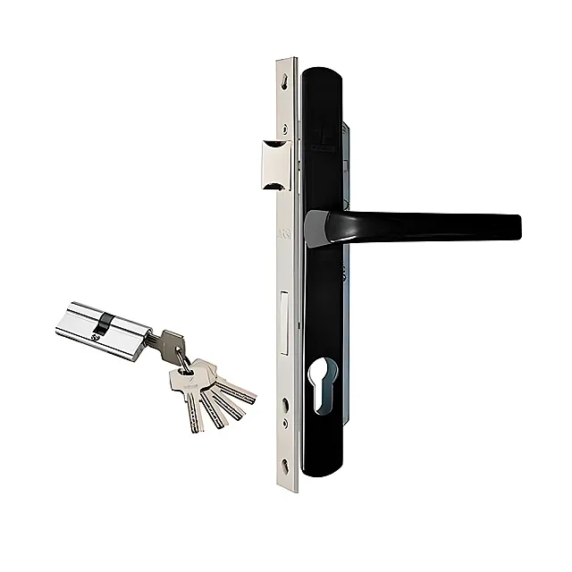 Замок калиточный Arni с ручкой на планке черный