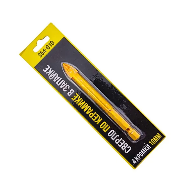 Сверло по керамике Hiborg Y-354-010 в запайке 4 кромки 10 мм