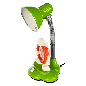 Светильник настольный Camelion KD-388 C05 E27 с часами зеленый